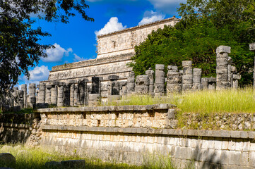 Canvas Print - Group of thousands columns, Chichen Itza, Tinum Municipality, Yucatan State. It was a large pre-Columbian city built by the Maya people of the Terminal Classic period. UNESCO World Heritage