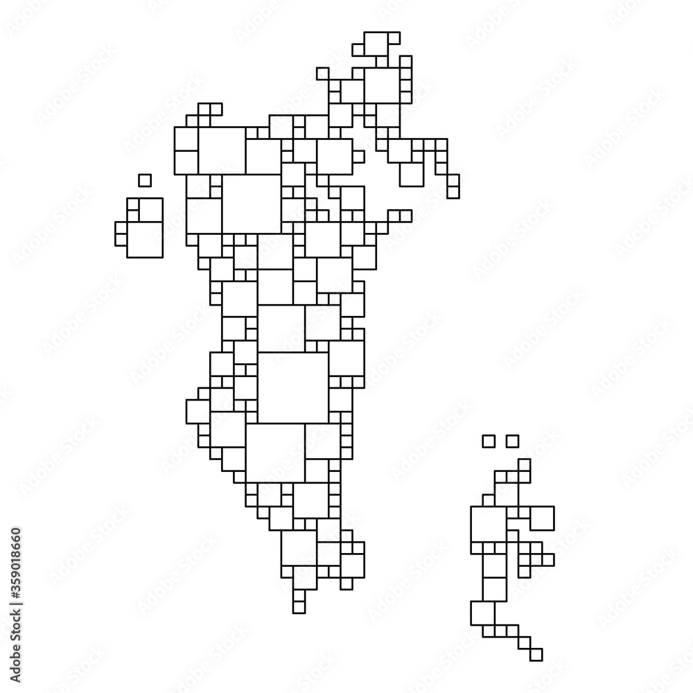 Bahrain map from black pattern from a grid of squares of different ...