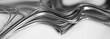 3d render of wavy reflective metal wire, Black and White, shallow depth of field, panoramic