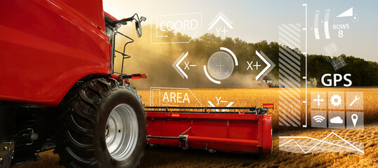 Aufkleber - Autonomous harvester on the field. Digital transformation in agriculture