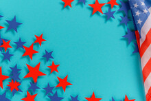 Happy Independence Day 4th July Background With American Flag Decorated Of  Stars And Flag. Holidays Table Top View. Flat Lay