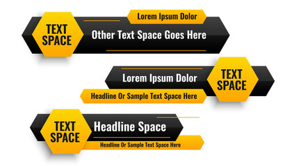 Wall Mural - three hexagonal style lower third banners design
