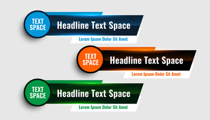 Wall Mural - three modern lower third banners template design