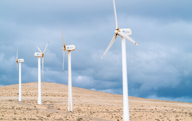 Electric wind turbine generators in the desert