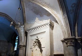 Jerusalem, Israel, January 30, 2020, Fragment of the interior of the upper room