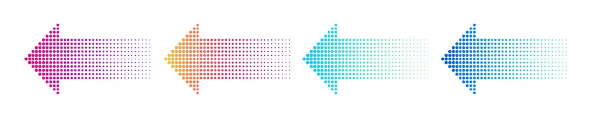 dotted arrow gradient design. vector isolated elements. arrow halftone effect.