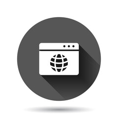Wall Mural - website domain icon in flat style. global internet address vector illustration on black round backgr