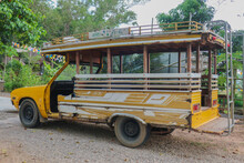 Old Yellow Car In Koh Phayam, Thailand, Asia