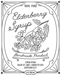 Elderberry Syrup label in black and white. Editable stroke