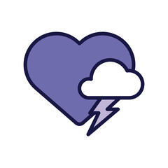 Poster - heart with cloud storm line style