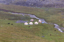 Yurt Camp In Terskey Alatau Mountain Range In Kyrgyzstan