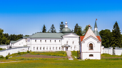 It's Territory of the Valday Iversky Monastery, a Russian Orthodox monastery founded by Patriarch Nikon in 1653. Lake Valdayskoye in Valdaysky District of Novgorod Oblast, Russia,