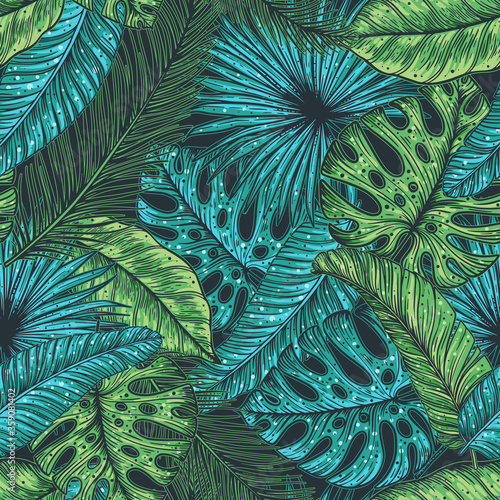 Dekoracja na wymiar  tropikalne-liscie-palmowe-wzor-ilustracja-wektorowa-lisci-palmowych-wzor-dzungli
