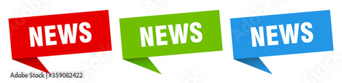 Fotomural news banner. news speech bubble label set. news sign