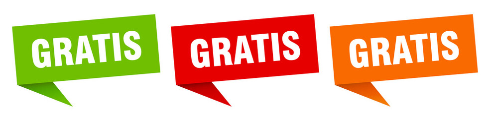 Wall Mural - gratis banner. gratis speech bubble label set. gratis sign