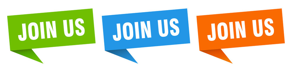 Wall Mural - join us banner. join us speech bubble label set. join us sign