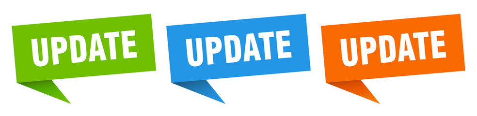 Wall Mural - update banner. update speech bubble label set. update sign