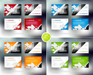 Vector presentation design templates collection. Layouts for booklet, leaflet, flyer, banner, promo, advertising, web with 3d white arrows