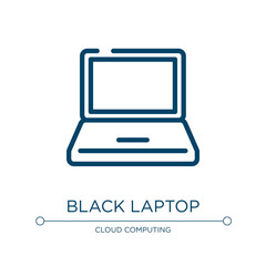 Wall Mural - Black laptop icon. Linear vector illustration from material devices collection. Outline black laptop icon vector. Thin line symbol for use on web and mobile apps, logo, print media.