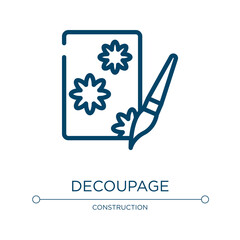 Decoupage icon. Linear vector illustration from handcraft collection. Outline decoupage icon vector. Thin line symbol for use on web and mobile apps, logo, print media.