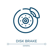 Disk Brake Icon. Linear Vector Illustration From General Collection. Outline Disk Brake Icon Vector. Thin Line Symbol For Use On Web And Mobile Apps, Logo, Print Media.