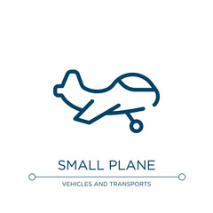 Wall Mural - Small plane icon. Linear vector illustration from vehicles and transports collection. Outline small plane icon vector. Thin line symbol for use on web and mobile apps, logo, print media.