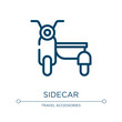 Sidecar icon. Linear vector illustration from vehicles and transport collection. Outline sidecar icon vector. Thin line symbol for use on web and mobile apps, logo, print media.