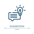 Suggestion icon. Linear vector illustration from business collection. Outline suggestion icon vector. Thin line symbol for use on web and mobile apps, logo, print media.