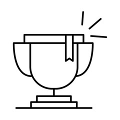 Sticker - online education, trophy award success, website and mobile training courses line style icon