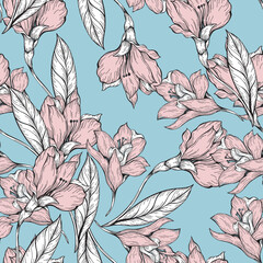 Wall Mural - Beautiful seamless floral pattern background 