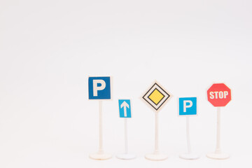 Group of road traffic sign isolated over white