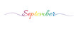 september letter calligraphy banner colorful gradient