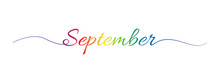 September Letter Calligraphy Banner Colorful Gradient