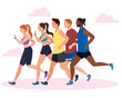 © Gstudio - people running, group persons in sportswear jogging, people athlete, sporty persons vector illustration design