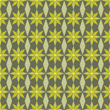 Yellow Flowers With Grey Background Seamless Repeat Pattern