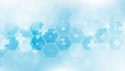 Wall Mural - health care and science icon pattern medical innovation concept background vector design.