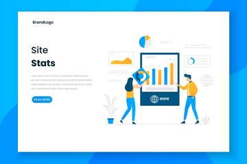 Wall Mural - Website illustration landing page performance report. Illustration for websites, landing pages, mobile applications, posters and banners