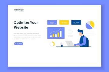 Wall Mural - Optimize site illustration landing page. Illustration for websites, landing pages, mobile applications, posters and banners