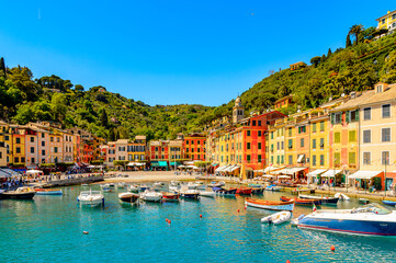 Wall Mural - It's Portofino, is an Italian fishing village, Genoa province, Italy. A vacation resort with a picturesque harbour and with celebrity and artistic visitors.