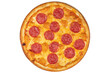© Denis - Pizza with sausage and cheese. View from above. On a white isolated background
