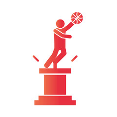 Wall Mural - basketball game, trophy player with ball award recreation sport gradient style icon