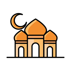 Sticker - eid mubarak islamic religious mosque sacred line and fill icon