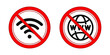 © 4luck - No internet and wifi sign. Prohibitation red signs vector image
