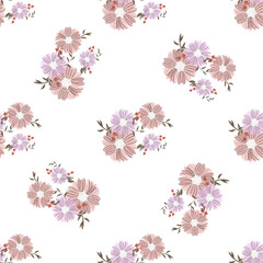 Seamless pattern with abstract flowers. Creative color floral surface design. Vector