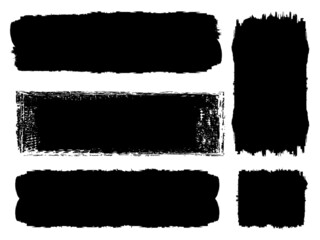 Grunge Paint Roller . Vector brush Stroke . Distressed banner . Black stripes isolated. paintbrush collection . Modern Textured shape . Dry border in Black . Bulge lines