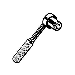 Wall Mural - Torque Ratchet Wrench Retro Black and White