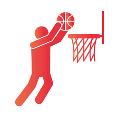 Wall Mural - basketball game, player shooting in hoop recreation sport gradient style icon