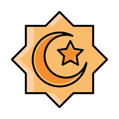 Sticker - eid mubarak islamic religious ornament moon star line and fill icon