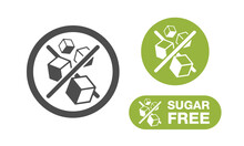 Sugar Free Stamp - Crossed Out Cubes In 3 Variations - Isolated Vector Emblem For Dietic And Anti-diabetic Food Products