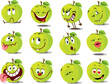 Green Apple Emoticon Flat Vector Design Cartoon Illustration